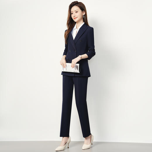 【上衣+裤子】罗蒙女士西服套装时尚创驳领职业装通勤舒适干练两件套女 商品图7