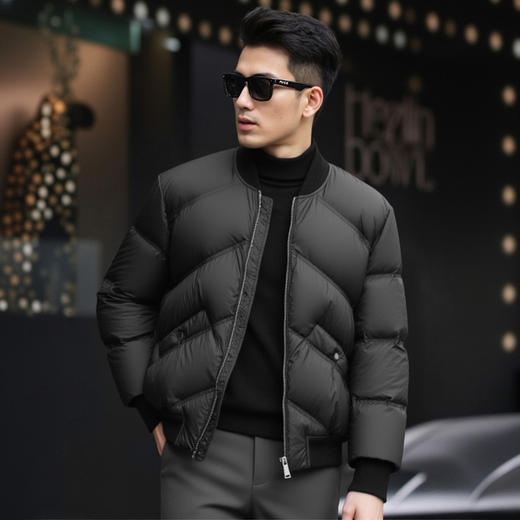 【门店同款&鸭绒】圣得西男士羽绒服25年冬季保暖棒球领拉链外套 商品图1