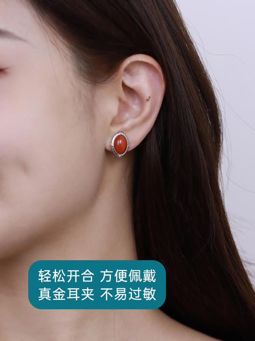【挚友限定】赤盈 18k金南红耳夹 商品图2
