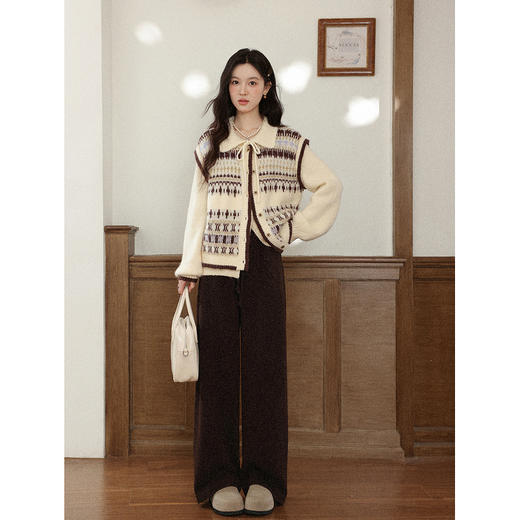 鹿向南「焦糖陷阱」美拉德咖色直筒休闲裤女冬季垂感高腰显瘦长裤 商品图1