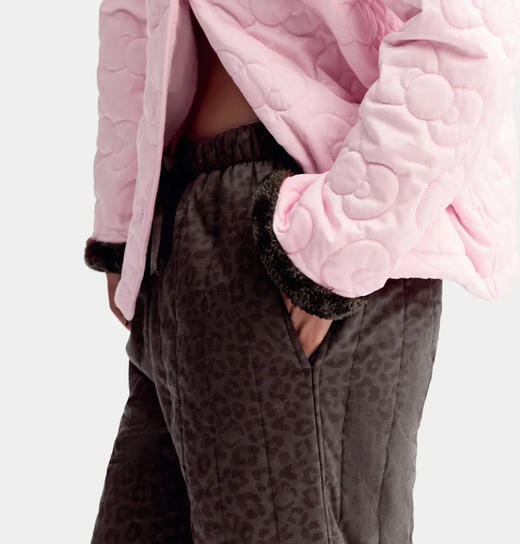 官网839！野兽家Kitty联名限定加厚绗棉家居服套装 树莓粉撞色浓郁豹纹可可 温暖野性甜美大胆睡衣套装 商品图8