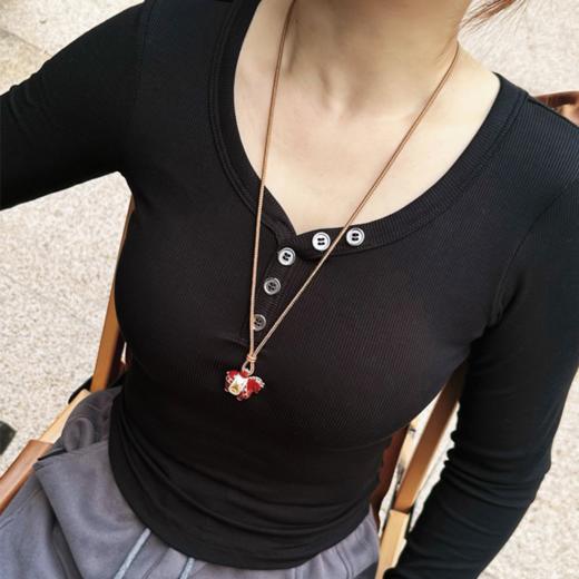 壁虎瑜伽【2512SY470】内搭修身V领一体杯胸T恤 （5天发货）（一体式胸垫） 商品图4