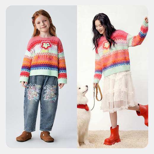 [密扇联名]迷你巴拉巴拉女童儿童毛衣柔软亲肤保暖新年毛衫拜年服 商品图2