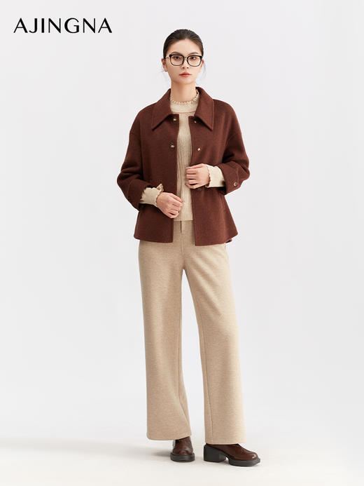 【商场同款】阿菁娜冬季新款简约感驼色长裤立体剪裁显腿直侧袋设计通勤松弛感氛A30D110109 商品图2