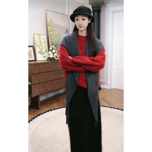 火桐hooton 鎏光韵红 花纱金丝山羊绒拉绒圆领上衣82789 商品图2