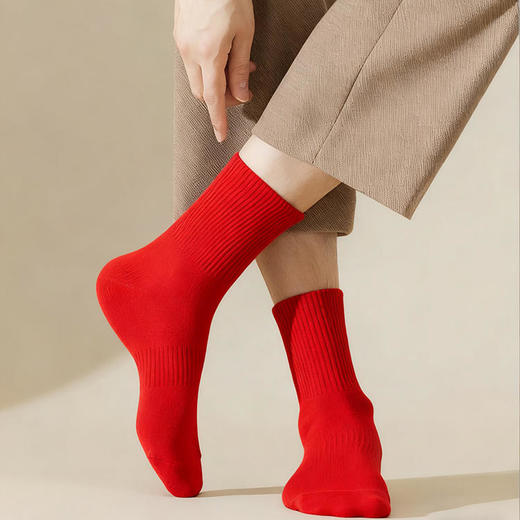 袜尖尖 新年小红袜 男士/女士/儿童 不勒脚不脱落 柔软舒适 商品图1