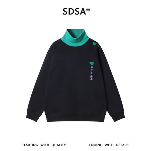 WY1544SDSA秋冬新款痞帅男装美式拼接撞色刺绣字母倒三角立领卫衣百搭 商品图1