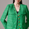 剩M 芳外优雅绿色小香风套装 单排扣短外套+流苏半裙两件套女1656 商品缩略图4