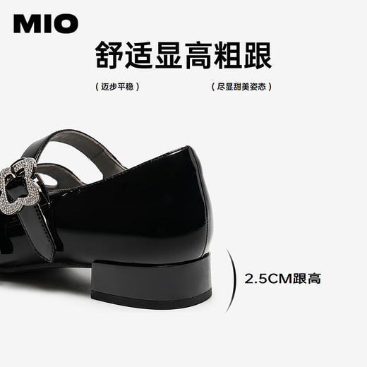 MIO米奥2026春季新款圆头粗跟甜美风多字式扣带花朵饰扣玛丽珍鞋M261413671 商品图4