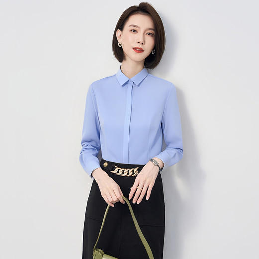 【含桑蚕丝莫代尔】罗蒙女士长袖衬衫优雅干练日常通勤舒适长袖衬衣 商品图3
