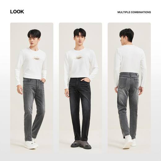 【提花牛仔】柒牌牛仔裤男士秋季新品时尚休闲百搭中腰弹力长裤子129H71400 商品图5