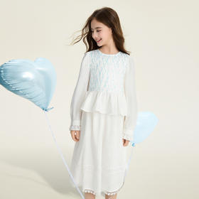 笛莎Deesha 童装女童连衣裙2026春新款淑女白色连衣裙