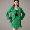 剩M 芳外优雅绿色小香风套装 单排扣短外套+流苏半裙两件套女1656 商品缩略图3