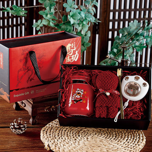 【马到成功❗️马年恒温暖暖陶瓷】彩绘国潮风，国风彩绘高温烧制，健康环保，水杯55°恒温杯礼盒马克杯咖啡礼盒QQ 商品图4