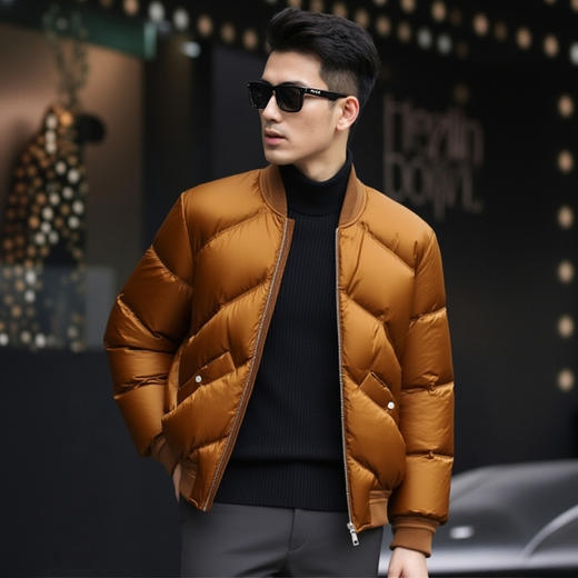 【门店同款&鸭绒】圣得西男士羽绒服25年冬季保暖棒球领拉链外套 商品图2