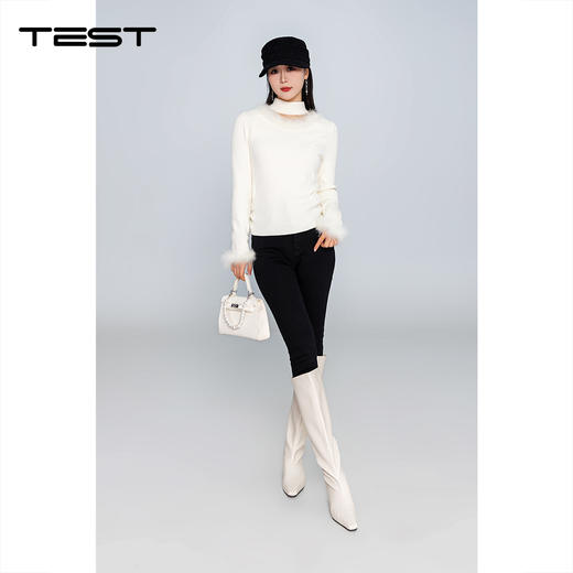 冬上新毛绒装饰镂空半高领针织打底衫1254167 商品图1