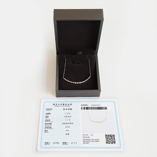 AU750黄金经典时尚群镶1.00克拉钻石吊坠项链46.5*12.5*2.5MM（皆取最大值）链长：48CM（长度可调节） 171225NJ67 商品图1