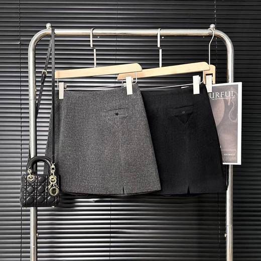 D122453冬季时尚直筒羊毛毛呢设计感口袋开叉显瘦气质半身裙 商品图0