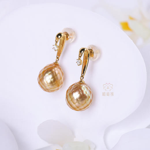 【华璨】简约钻石金珠耳钉-ZZ2409070 商品图2