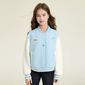 笛莎Deesha 童装女童外套2026春新款撞色拼接空气层棒球服外套