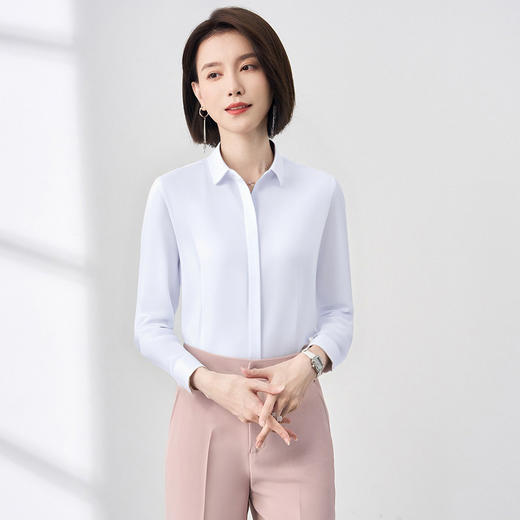 【含桑蚕丝莫代尔】罗蒙女士长袖衬衫优雅干练日常通勤舒适长袖衬衣 商品图5