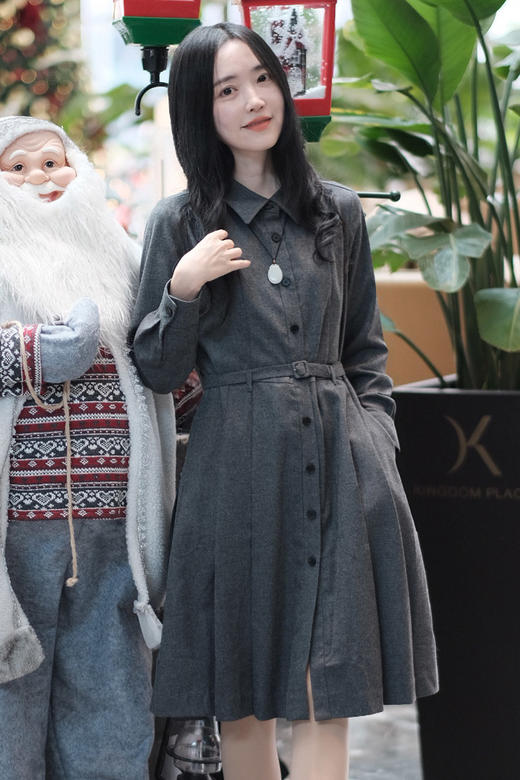 【高品质私服】【IC翻领长袖打褶连衣裙】具有良好弹性和柔软手感，穿着舒适G1604-CC【无标出货 介意慎拍】 商品图2