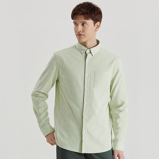 罗蒙男士长袖条纹衬衫时尚休闲舒适有型百搭日常简约长袖衬衣 商品图2