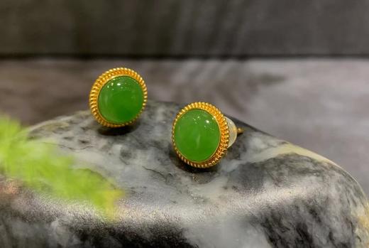 【御珠宫坊】金镶碧玉耳钉 商品图4