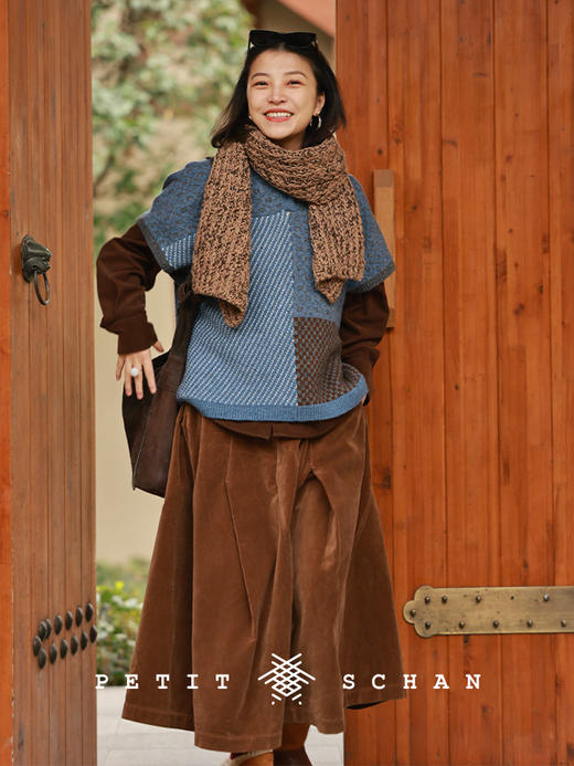 PETIT SCHAN小闪 CLO#1006 Hot latte 热拿铁 纯棉平绒染色抽绳立裁伞裙 商品图2