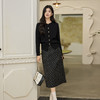 奢姿大码女装小香风套装胖妹妹针织开衫+波点半身裙秋冬两件套9954953909AC 商品缩略图1