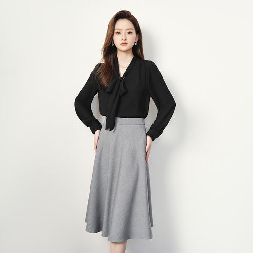 罗蒙气质百搭半身裙舒适微弹商务简约大方优雅中长款半截裙 商品图6