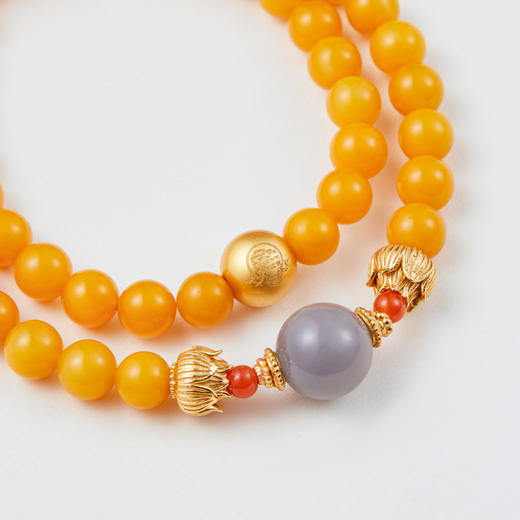 蜜蜡老色和田玉双圈手串 商品图3