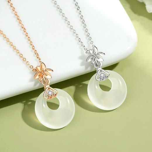 【百合如意】925纯银平安扣玉髓项链【JHY-N000666B】 商品图1