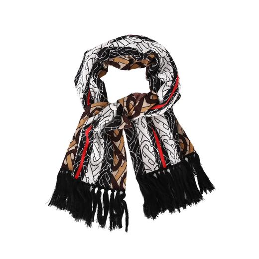 标识拼色条纹羊绒🧣围巾棕色！ 商品图1