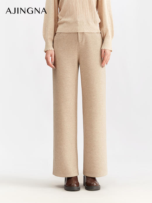 【商场同款】阿菁娜冬季新款简约感驼色长裤立体剪裁显腿直侧袋设计通勤松弛感氛A30D110109 商品图3