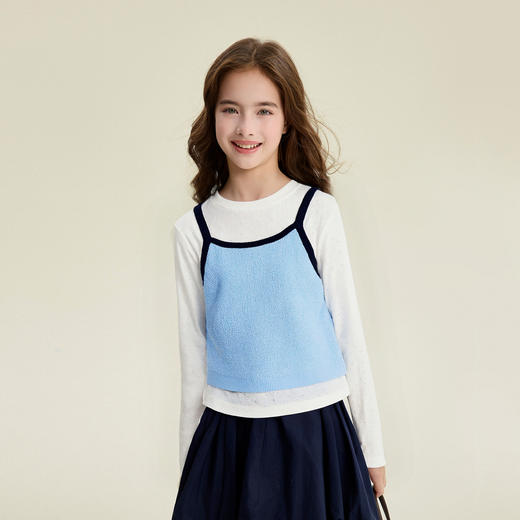 笛莎Deesha 童装女童套装2026春新款T恤针织吊带两件套套装 商品图0