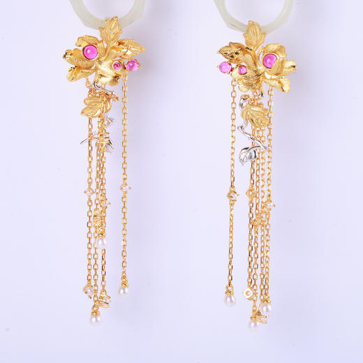 【凤戏牡丹】玉环耳坠-ZX2409089 商品图2