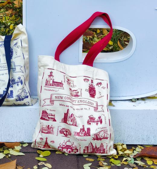 新概念英语文创英伦风格帆布包CityBag(红色) 商品图0