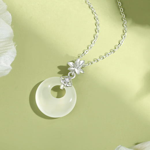 【百合如意】925纯银平安扣玉髓项链【JHY-N000666B】 商品图3