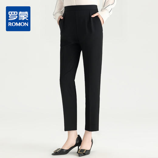 罗蒙女士西裤微弹易打理舒适百搭职业商务日常长裤子女 商品图0
