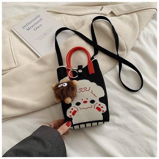 【新年针织发财包！拍下送萌趣挂件】新年红色中式喜庆卡通手机包 发财针织手提包 百搭便携零钱斜跨包 商品图11