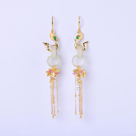 【凤戏牡丹】玉环耳坠-ZX2409089