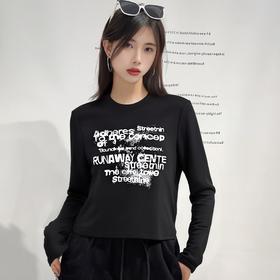 NC圆领图案针织长袖T恤50709（黑）秋季253012370321