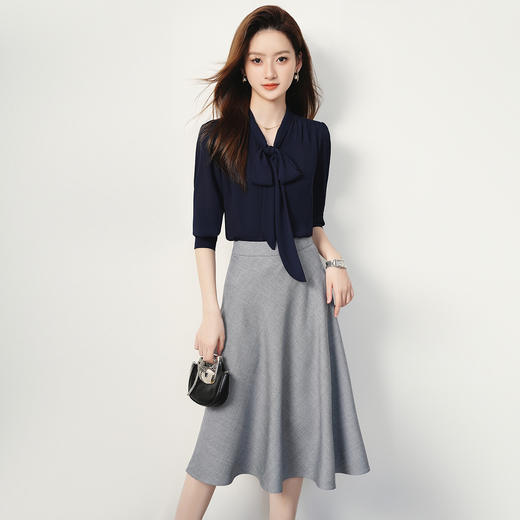 罗蒙气质百搭半身裙舒适微弹商务简约大方优雅中长款半截裙 商品图7