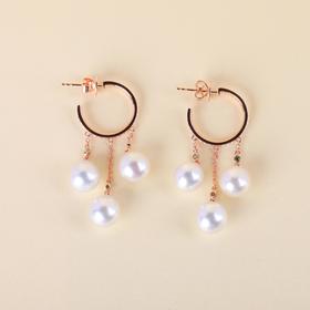 【玲珑星月】一耳三钳珍珠耳坠ZZ12504005