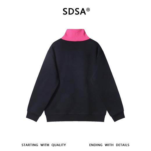 WY1544SDSA秋冬新款痞帅男装美式拼接撞色刺绣字母倒三角立领卫衣百搭 商品图5