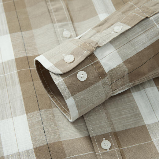 【100%棉】罗蒙男士长袖格子衬衫休闲时尚百搭舒适大众款日常百搭衬衣 商品图6