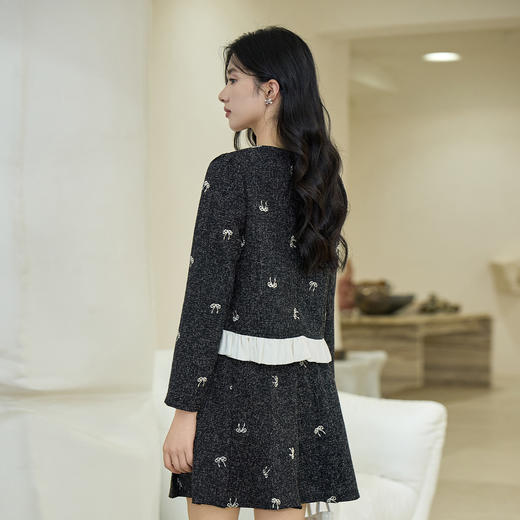 奢姿大码女装2025秋季减龄蝴蝶结绣花镂空T恤胖妹妹小香风上衣9953253578A 商品图3