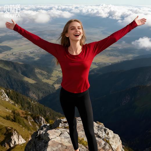 贝莉塔加厚莫代尔螺纹宽松长袖运动上衣女BLT5219瑜伽服带拇指扣 商品图9