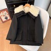 D122405冬季工装羊羔毛派克服大码宽松保暖大翻领海军领保暖外套女 商品缩略图2